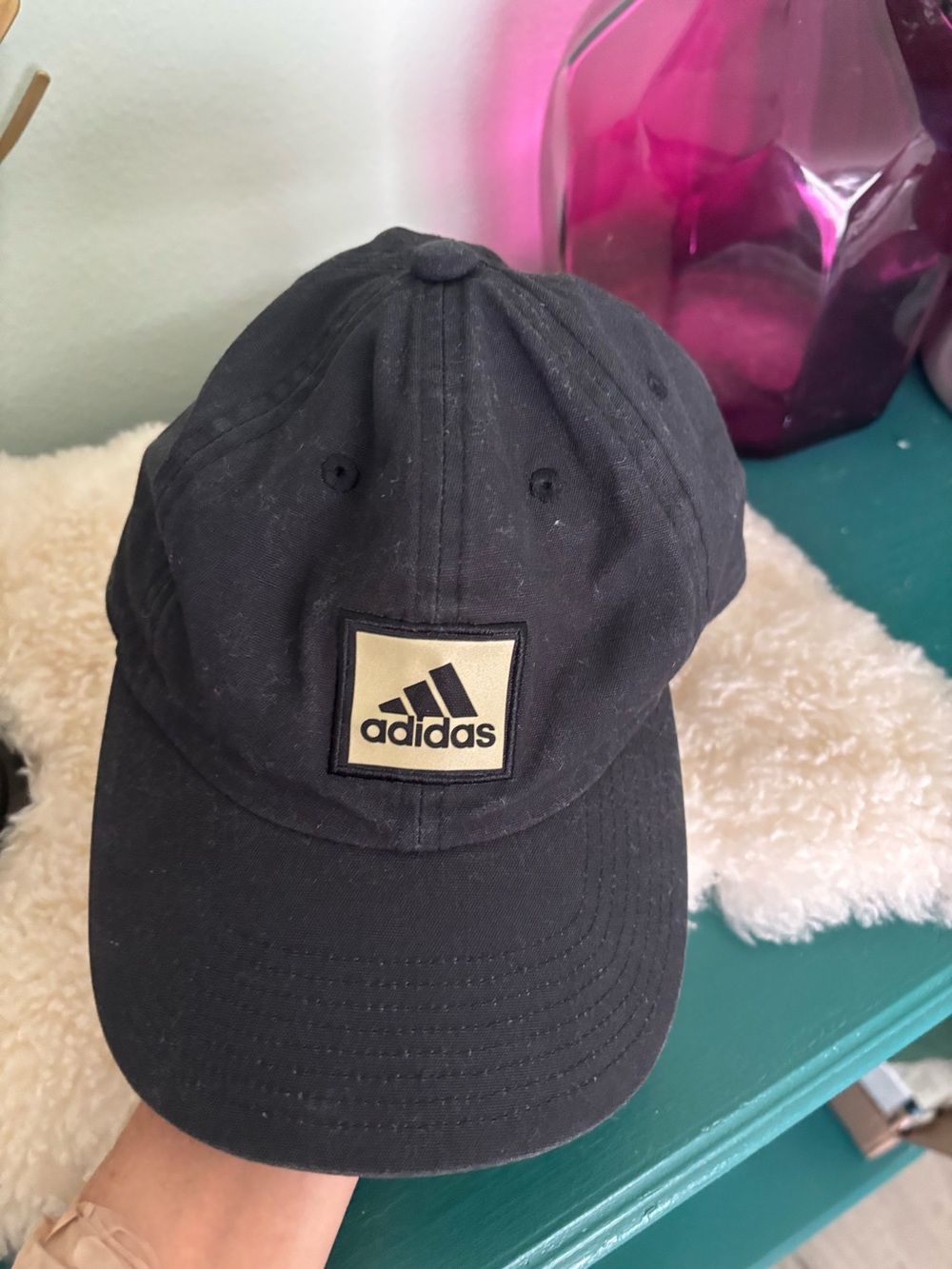Unisex Black cotton, Adidas hat with gold patch adjustable